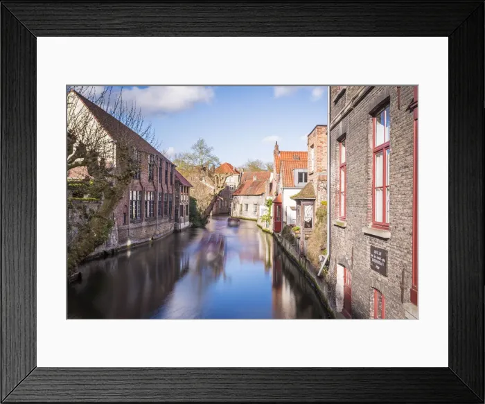 Framed Print : Houses and canals in Bruges, Belgium, Europe
