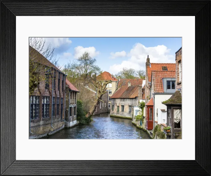 Framed Print : Canalside houses in Bruges, Belgium, Europe