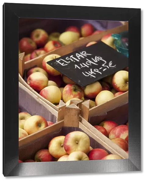 Leuven, Belgium. Locally grown apples on sale at Leuven market