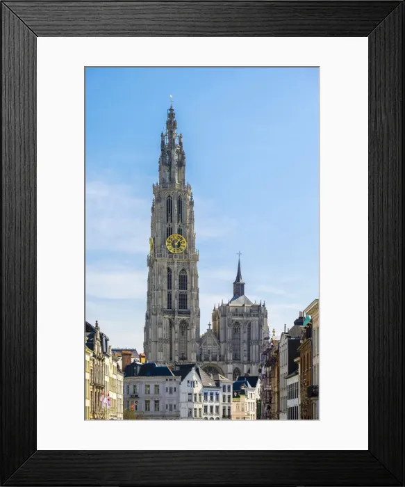 Framed Print : Belgium, Flanders, Antwerp (Antwerpen). Tower of Onze-Lieve-Vrouwekathedraal (Cathedral Framed Print : Belgium, Flanders, Antwerp (Antwerpen). Tower of Onze-Lieve-Vrouwekathedraal (Cathedral