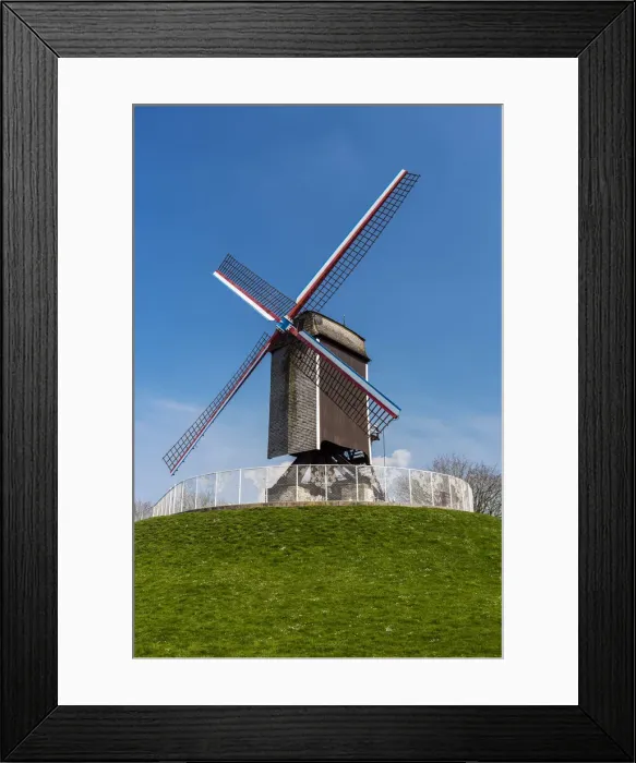 Framed Print : Sint-Janshuismolen or Sint-Janshuis Mill windmill, Bruges, West Flanders, Belgium