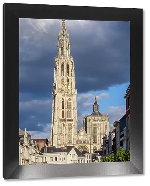 View from Steenplein towards the Cathedral of Our Lady, Antwerp, Belgium