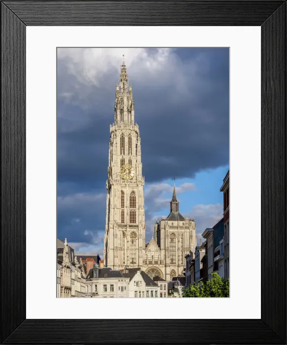 Framed Print : View from Steenplein towards the Cathedral of Our Lady, Antwerp, Belgium Framed Print : View from Steenplein towards the Cathedral of Our Lady, Antwerp, Belgium