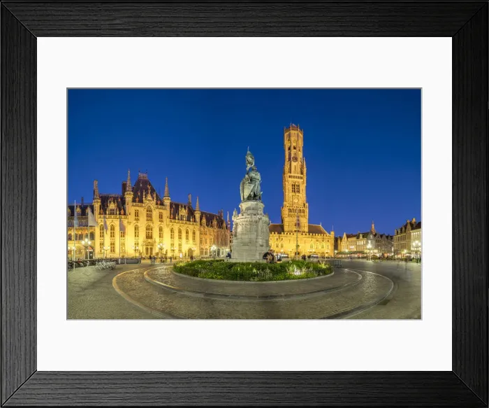 Framed Print : Belgium, West Flanders (Vlaanderen), Bruges (Brugge). Belfort van Brugge belfry tower