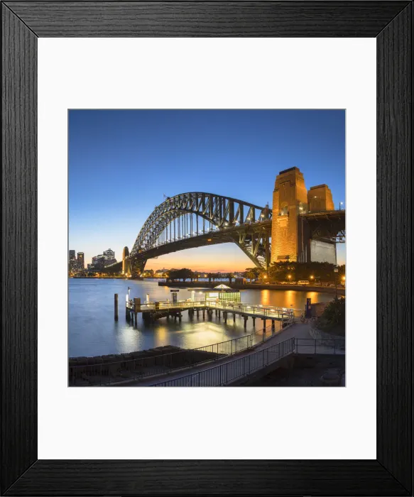 Framed Print : Sydney Harbour Bridge and skyline at sunset, Sydney, New South Wales, Australia Framed Print : Sydney Harbour Bridge and skyline at sunset, Sydney, New South Wales, Australia