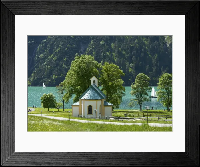 Framed Print : Chapel at Lake Achensee, Tyrol, Austria Framed Print : Chapel at Lake Achensee, Tyrol, Austria