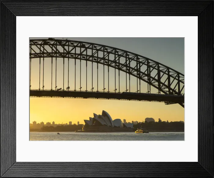 Framed Print : Sydney Harbour Bridge and Sydney Opera House at sunrise, Sydney, New South Wales
