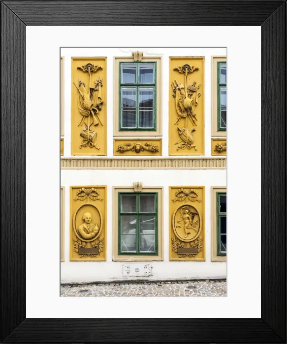 Framed Print : Picturesque view of a building facade in Melk, Lower Austria, Austria Framed Print : Picturesque view of a building facade in Melk, Lower Austria, Austria