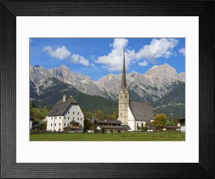 Framed Print : Maria Alm in front of Steinernes Meer in Pinzgau, Salzburger Land, Austria