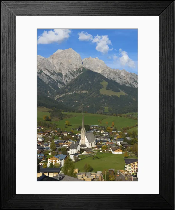 Framed Print : Maria Alm in front of Steinernes Meer in Pinzgau, Salzburger Land, Austria Framed Print : Maria Alm in front of Steinernes Meer in Pinzgau, Salzburger Land, Austria