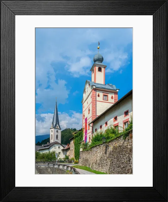 Framed Print : Lower City Gate with Ascension church, GmAond, Carinthia, Austria Framed Print : Lower City Gate with Ascension church, GmAond, Carinthia, Austria