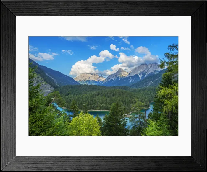 Framed Print : View at Zugspitz massif and Blindsee from Fernpass, Tyrol, Austria Framed Print : View at Zugspitz massif and Blindsee from Fernpass, Tyrol, Austria