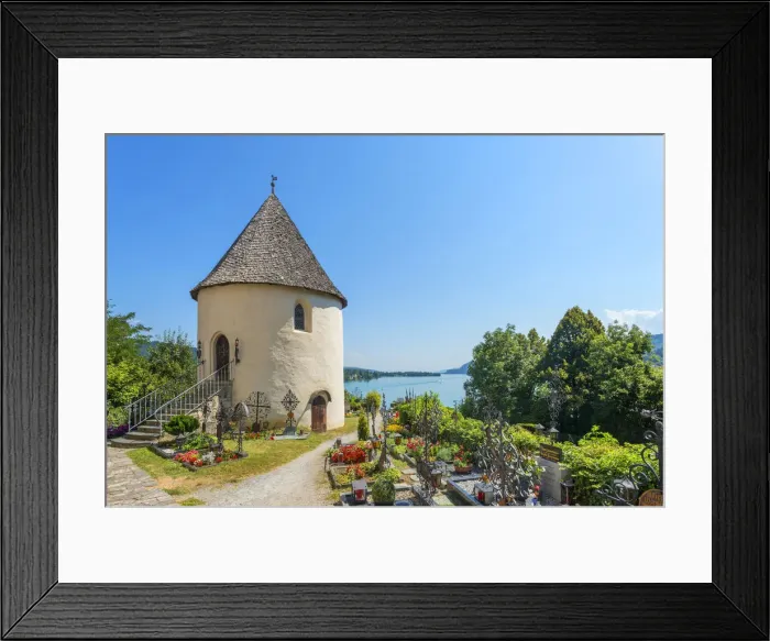 Framed Print : Ossuary near Church Holy Primus and Felician with Waorthersee, Maria Waorth, Carinthia Framed Print : Ossuary near Church Holy Primus and Felician with Waorthersee, Maria Waorth, Carinthia