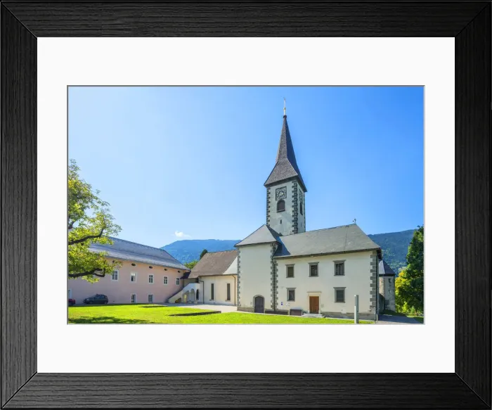 Framed Print : Collegiate church at the Benedictine abbey at Ossiach, Carinthia, Austria Framed Print : Collegiate church at the Benedictine abbey at Ossiach, Carinthia, Austria