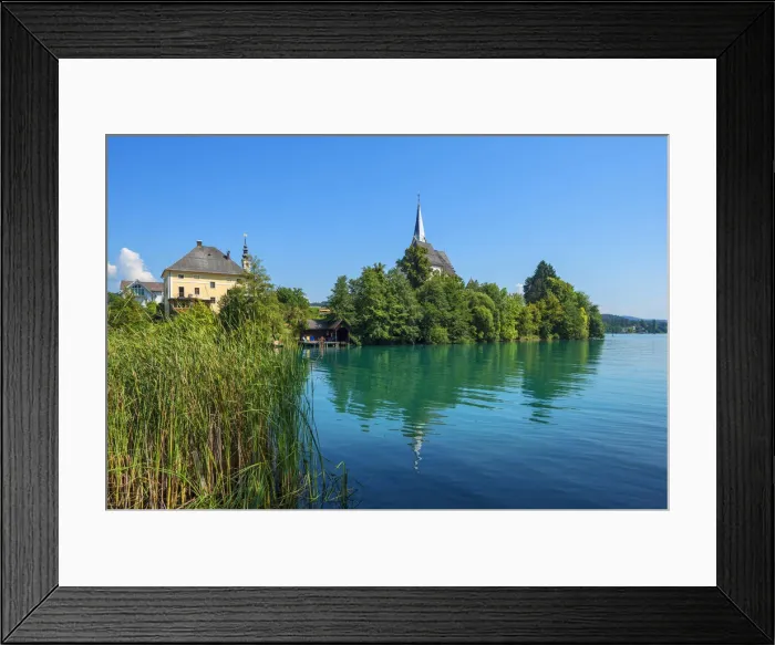 Framed Print : View at Maria Waorth and Waorthersee, Carinthia, Austria Framed Print : View at Maria Waorth and Waorthersee, Carinthia, Austria