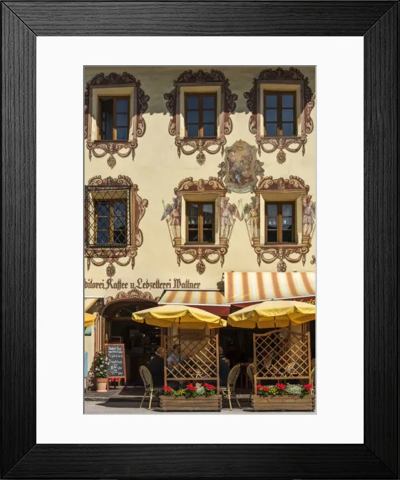 Framed Print : Painted facade of a building in St. Wolfgang im Salzkammergut, Upper Austria, Austria Framed Print : Painted facade of a building in St. Wolfgang im Salzkammergut, Upper Austria, Austria