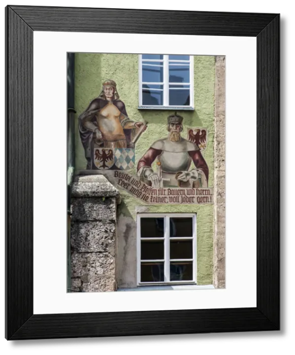 Framed Print : Mural paintings on the facade of a building in the old town, Innsbruck, Tyrol, Austria Framed Print : Mural paintings on the facade of a building in the old town, Innsbruck, Tyrol, Austria