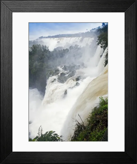 Framed Print : South America, Brazil, Parana, the Iguazu falls in full flood and lying on the frontier Framed Print : South America, Brazil, Parana, the Iguazu falls in full flood and lying on the frontier