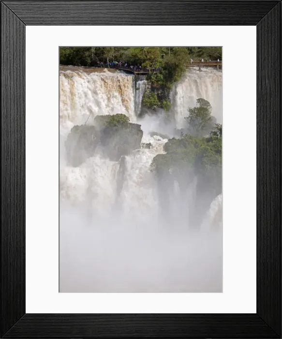 Framed Print : South America, Brazil, Parana, a viewing platform at the Iguazu falls in full flood Framed Print : South America, Brazil, Parana, a viewing platform at the Iguazu falls in full flood