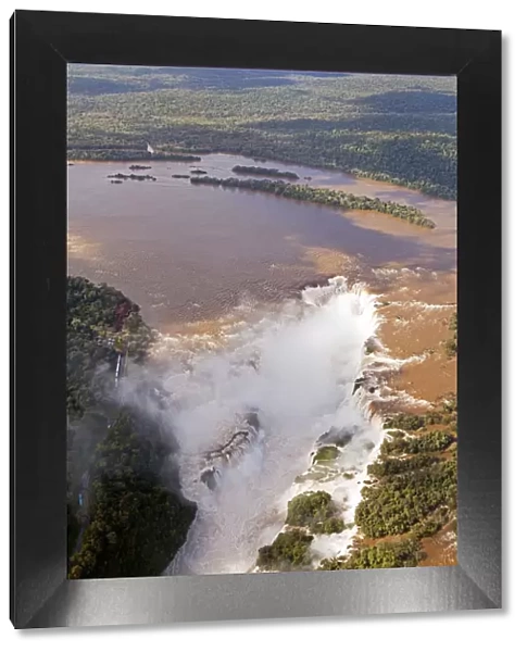 South America, Brazil, Parana, aerial view of the Devils Throat at the Iguazu