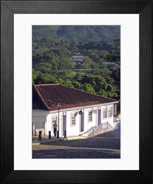 Framed Print : South America, Brazil, Goias, Pirenopolis, view of shops and Portuguese colonial houses Framed Print : South America, Brazil, Goias, Pirenopolis, view of shops and Portuguese colonial houses