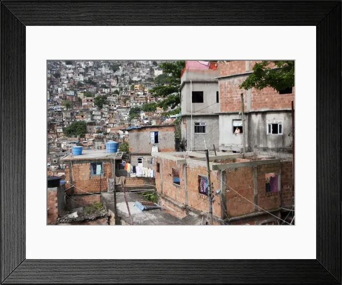 Framed Print : South America, Rio de Janeiro, Rio de Janeiro city, view of breeze block houses in Framed Print : South America, Rio de Janeiro, Rio de Janeiro city, view of breeze block houses in