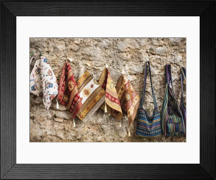 Framed Print : Souvenir textiles for sale, Pocitelj, Bosnia & Hercegovina Framed Print : Souvenir textiles for sale, Pocitelj, Bosnia & Hercegovina