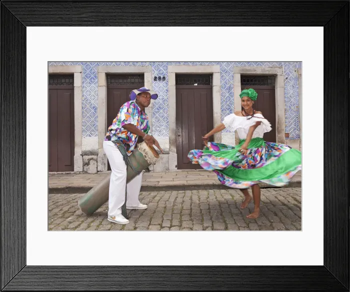 Framed Print : South America, Brazil, a tambor drummer and dancer from the Tambor de Crioula group
