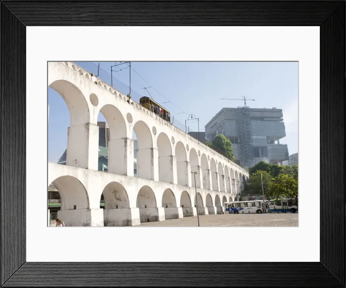 Framed Print : South America, Brazil, Rio de Janeiro, the Lapa arches aqueduct and tram line with Framed Print : South America, Brazil, Rio de Janeiro, the Lapa arches aqueduct and tram line with