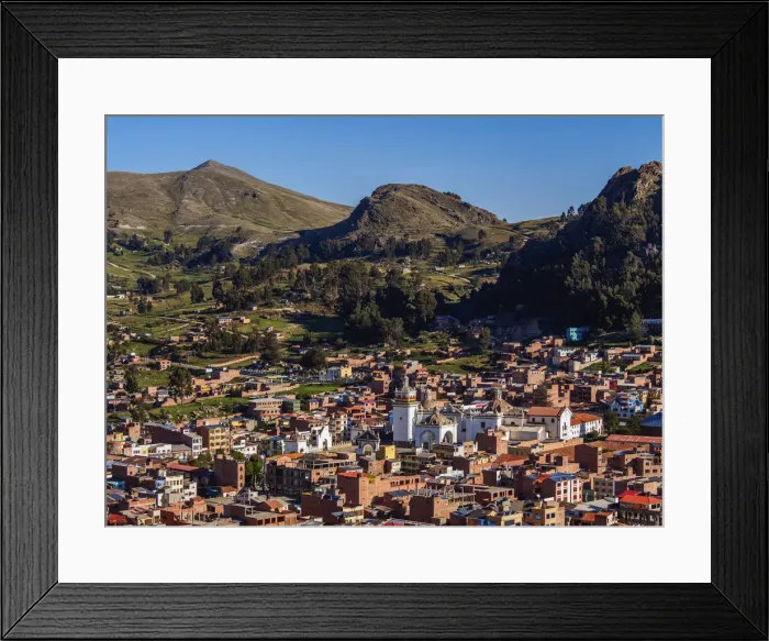 Framed Print : Copacabana, elevated view, La Paz Department, Bolivia