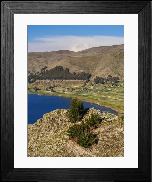 Framed Print : Titicaca Lake seen from the Mount Calvario in Copacabana, La Paz Department, Bolivia