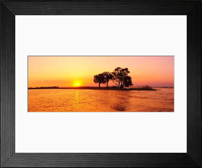 Framed Print : Sunset and Island, Chobe River near Kasane, Africa, Botswana, Chobe National Park Framed Print : Sunset and Island, Chobe River near Kasane, Africa, Botswana, Chobe National Park