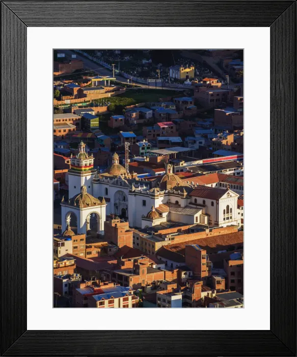 Framed Print : Basilica of Our Lady of Copacabana, elevated view, Copacabana, La Paz Department, Bolivia Framed Print : Basilica of Our Lady of Copacabana, elevated view, Copacabana, La Paz Department, Bolivia