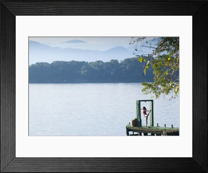 Framed Print : South America, Brazil, Rio de Janeiro, Ilha Grande, a woman performing yoga under Framed Print : South America, Brazil, Rio de Janeiro, Ilha Grande, a woman performing yoga under