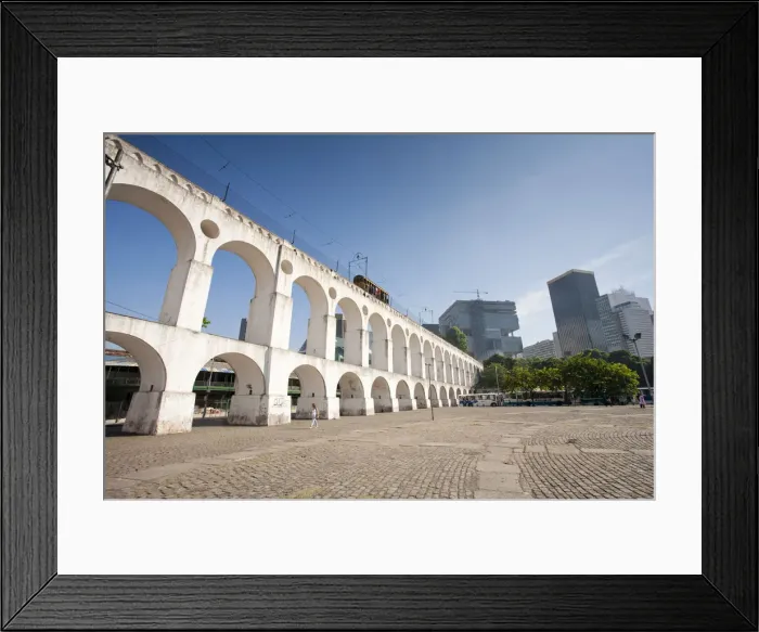 Framed Print : South America, Brazil, Rio de Janeiro, the Lapa arches aqueduct and tram line with Framed Print : South America, Brazil, Rio de Janeiro, the Lapa arches aqueduct and tram line with