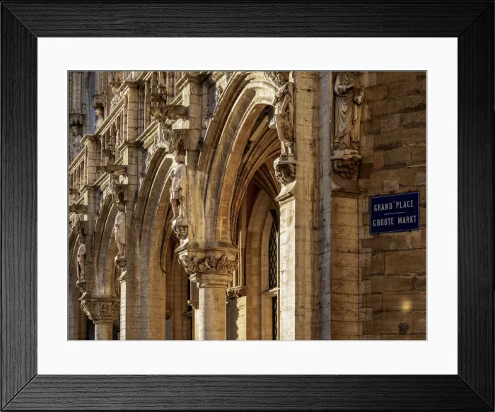 Framed Print : Town Hall at Grand Place, detailed view, UNESCO World Heritage Site, Brussels, Belgium Framed Print : Town Hall at Grand Place, detailed view, UNESCO World Heritage Site, Brussels, Belgium