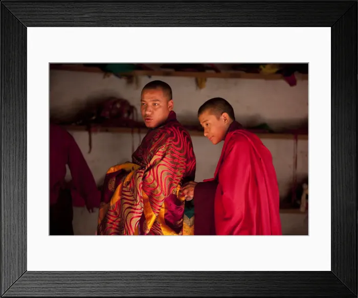 Framed Print : Bhutan. Participants at the tsechu in Wangdue Phodrang getting ready for a performance Framed Print : Bhutan. Participants at the tsechu in Wangdue Phodrang getting ready for a performance