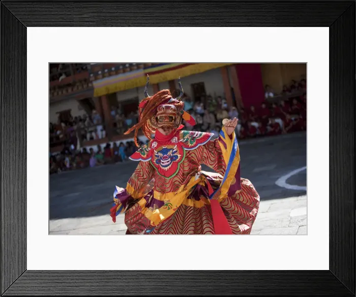 Framed Print : Bhutan. Participants at the tsechu in Wangdue Phodrang doing a performance
