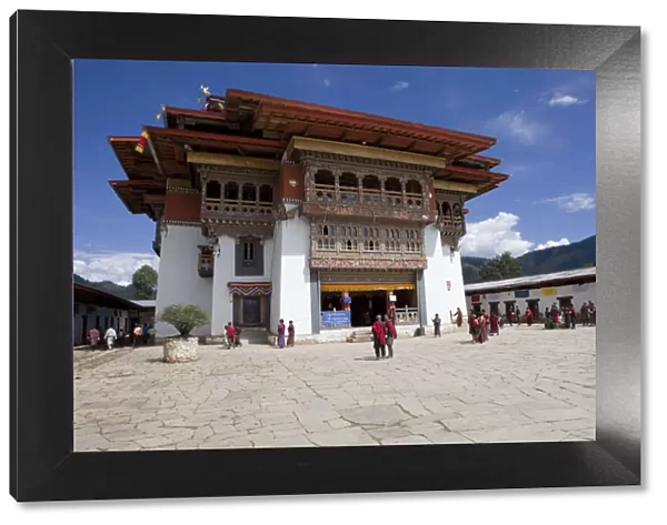 Bhutan. An elaborate building at the Gangtey Gompa