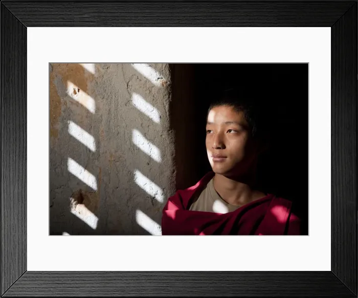 Framed Print : A young monk at the blue palace in Bhutan Framed Print : A young monk at the blue palace in Bhutan