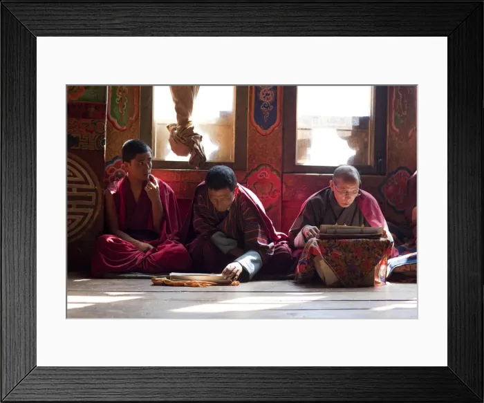 Framed Print : Monks at the sacred thread ceremony for the deceased in the monestery un Ura, Bumthang Framed Print : Monks at the sacred thread ceremony for the deceased in the monestery un Ura, Bumthang
