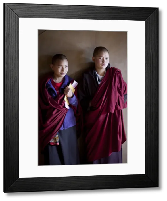 Framed Print : Ura, Bhutan. Buddist nuns in Bhutan Framed Print : Ura, Bhutan. Buddist nuns in Bhutan