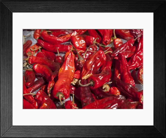 Framed Print : Ura, Bhutan. Red chilli peppers drying in the sun Framed Print : Ura, Bhutan. Red chilli peppers drying in the sun
