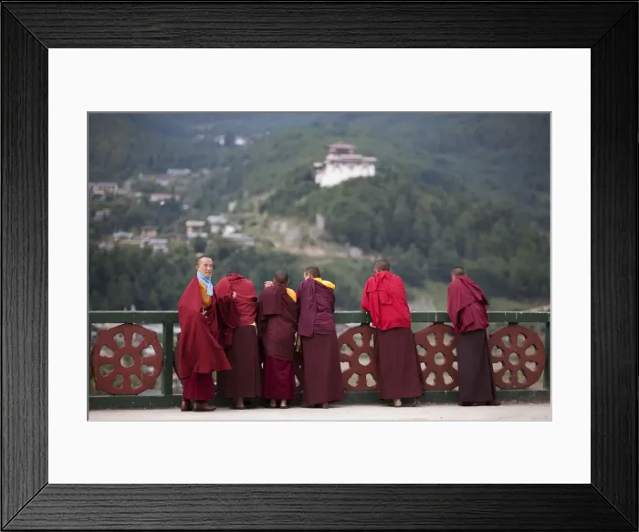 Framed Print : Monks at the Kharchhu Monastery near Chamkar, Bhutan Framed Print : Monks at the Kharchhu Monastery near Chamkar, Bhutan