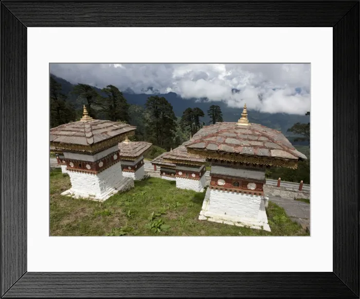 Framed Print : Stupas or chortens at the Dochu La Pass in the Himalayan Kingdom of Bhutan Framed Print : Stupas or chortens at the Dochu La Pass in the Himalayan Kingdom of Bhutan
