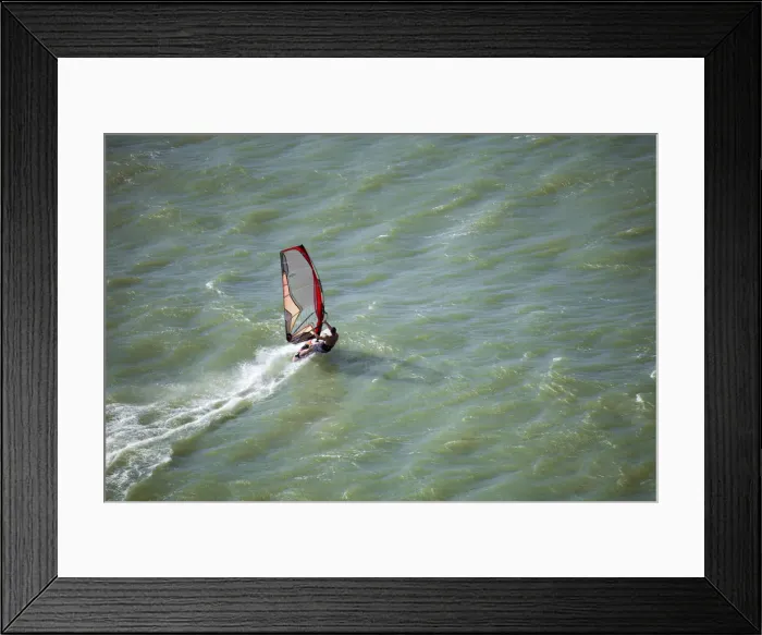 Framed Print : South America, Brazil, Ceara, Aerial picture of a wind surfer on the Atlantic coast Framed Print : South America, Brazil, Ceara, Aerial picture of a wind surfer on the Atlantic coast