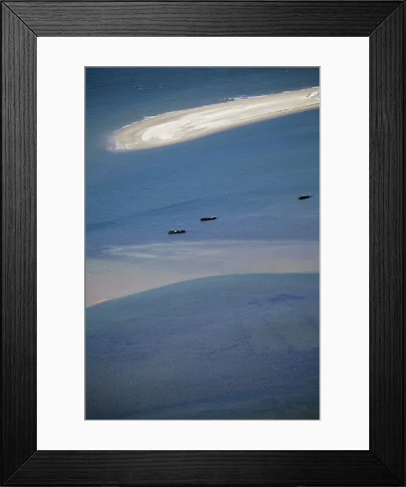 Framed Print : South America, Brazil, Ceara, Aerial shot of sand bars, fishing boats and turquoise Framed Print : South America, Brazil, Ceara, Aerial shot of sand bars, fishing boats and turquoise