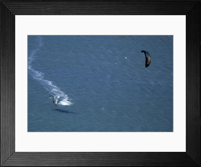 Framed Print : South America, Brazil, Ceara, Aerial picture of a kite surfer on the Atlantic coast Framed Print : South America, Brazil, Ceara, Aerial picture of a kite surfer on the Atlantic coast