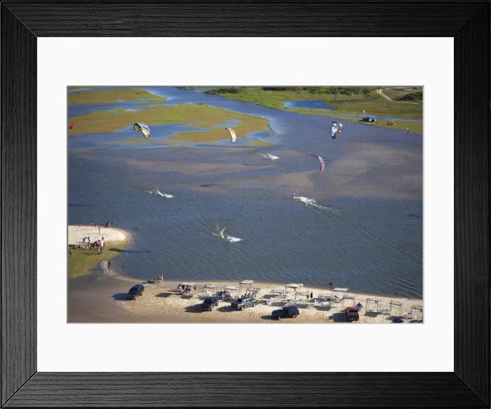 Framed Print : South America, Brazil, Ceara, aerial of kite surfers on the coast between Jericoacoara Framed Print : South America, Brazil, Ceara, aerial of kite surfers on the coast between Jericoacoara