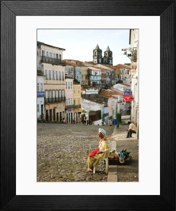 Framed Print : South America, Brazil, Bahia, a Baiana woman looking out over the Pelourinho in Framed Print : South America, Brazil, Bahia, a Baiana woman looking out over the Pelourinho in